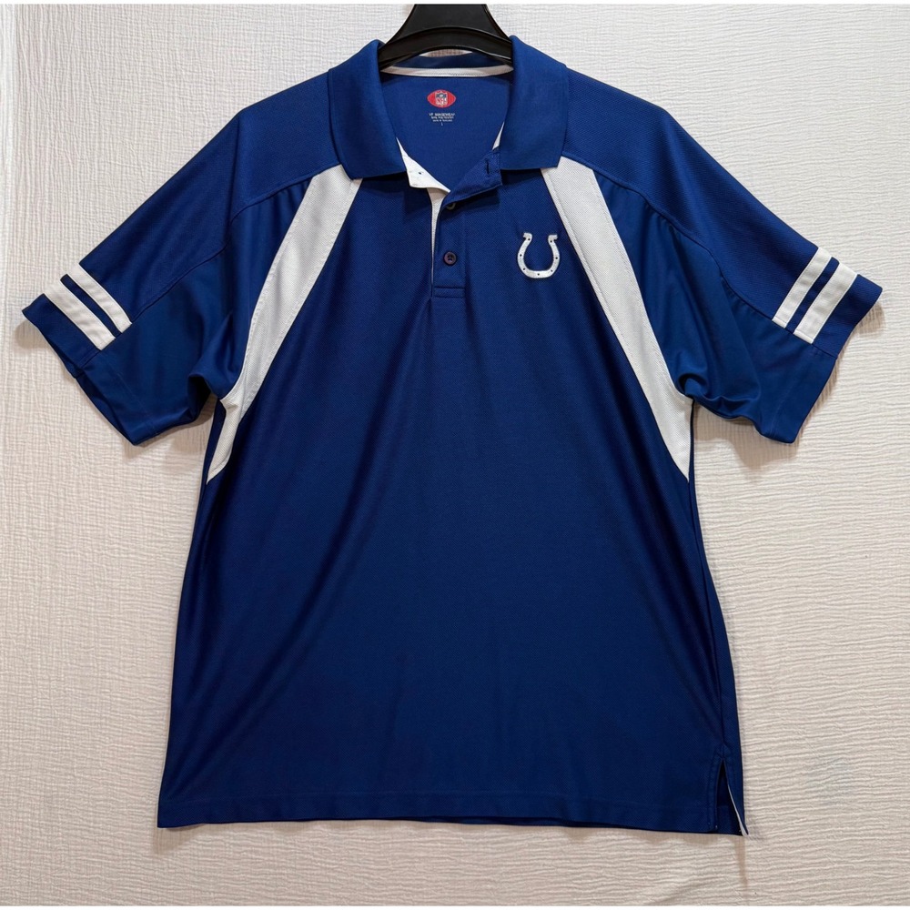Indianapolis Colts NFL Men's Blue Short Sleeve Polo Shirt Size‎ Large